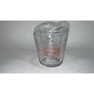 VTG Anchor Hocking Glass Measuring Cup Red Print #496 USA 1 cup